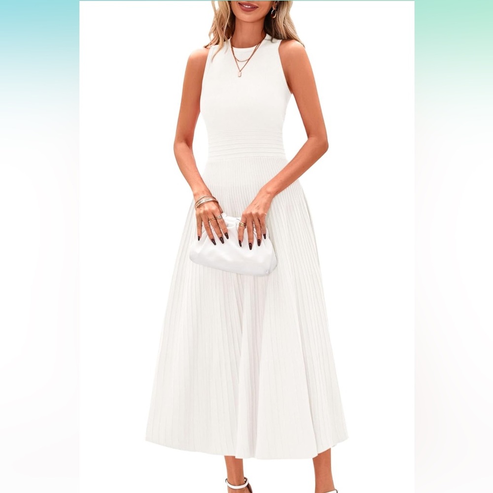 Worn Once, Like New Elegant White Sleeveless Dress